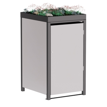 Mülltonnenbox Tilda 1er 240L in Hellgrau-Metallic mit dunkelgrauem Rahmen