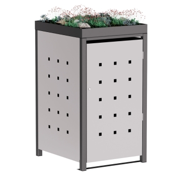 Mülltonnenbox Martha 1er 240L in Hellgrau-Metallic mit dunkelgrauem Rahmen