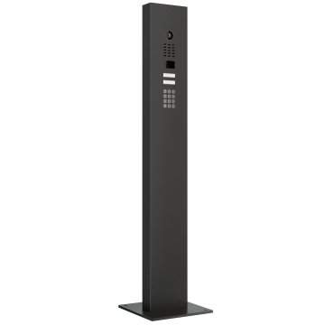 Gegensprechanlage mit Standfuß + Bodenplatte for Two Doorbird D1102KV mit Keypad Modul Graphitschwarz