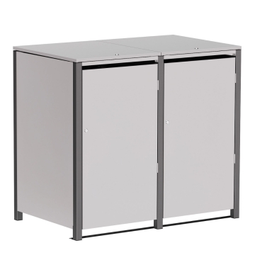 Mülltonnenbox Helmut 2er 120L in  Hellgrau-Metallic mit dunkelgrauem Rahmen