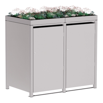 Mülltonnenbox Emma 2er 120L in Hellgrau-Metallic