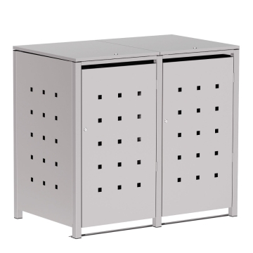 Mülltonnenbox Horst 2er 120L in Hellgrau - Metallic