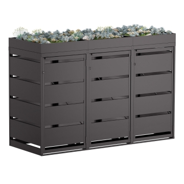 Mülltonnenbox Egon 3er 120 Liter in Schwarz
