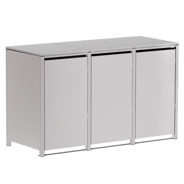 Mülltonnenbox Hugo 3er 240L in Hellgrau - Metallic