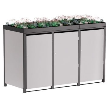 Mülltonnenbox Tilda 3er 240L in Hellgrau-Metallic mit dunkelgrauem Rahmen