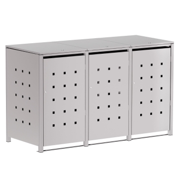 Mülltonnenbox Wilhelm 3er 240L in Hellgrau-Metallic