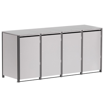 Mülltonnenbox Helmut 4er 120L in  Hellgrau-Metallic mit dunkelgrauem Rahmen