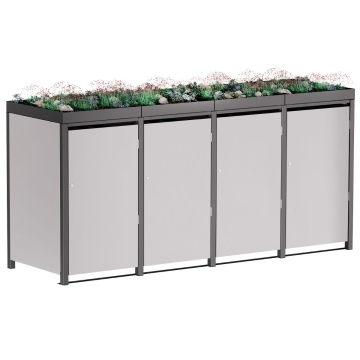 Mülltonnenbox Tilda 4er 240L in Hellgrau-Metallic mit dunkelgrauem Rahmen