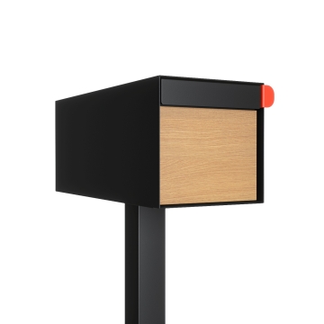 Amerikanischer Briefkasten Americano Schwarz mit Holzdekor-Front