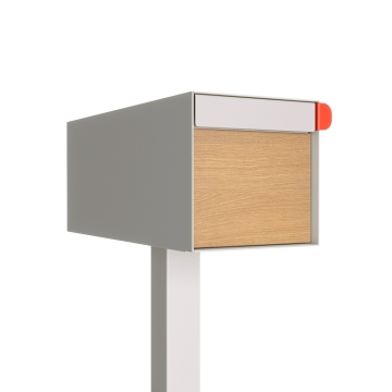 Amerikanischer Briefkasten Americano Weiß mit Holzdekor-Front