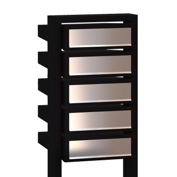 Briefkastenanlage Stairs for Five Schwarz mit Edelstahlklappe
