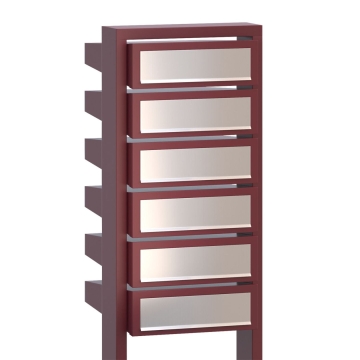 Briefkastenanlage Stairs for Six Rot mit Edelstahlklappe