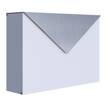 Briefkasten Letter Weiß mit Edelstahlklappe