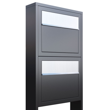 Briefkastenanlage Elegance for Two Anthrazit mit Edelstahlklappe