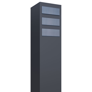 Briefkastenanlage Monolith for Three Anthrazit mit Edelstahlklappe
