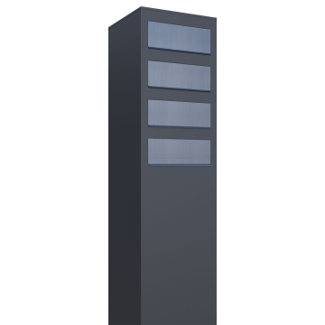 Briefkastenanlage Monolith for Four Anthrazit mit Edelstahlklappe
