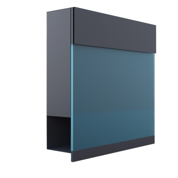 Briefkasten Manhattan Special Blue Anthrazit mit blauer Acrylplatte