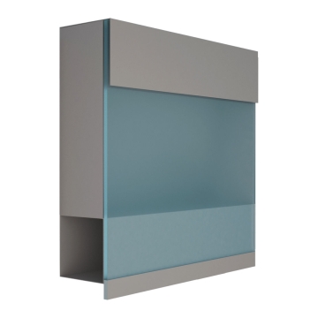 Briefkasten Manhattan Special Blue Grau Metallic mit blauer Acrylplatte