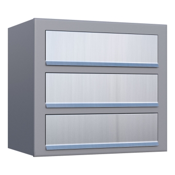 Briefkasten Cube for Three Grau Metallic mit Edelstahlklappe