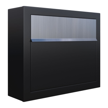 Briefkasten Elegance Schwarz mit Edelstahlklappe