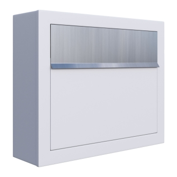 Briefkasten Elegance Weiß mit Edelstahlklappe