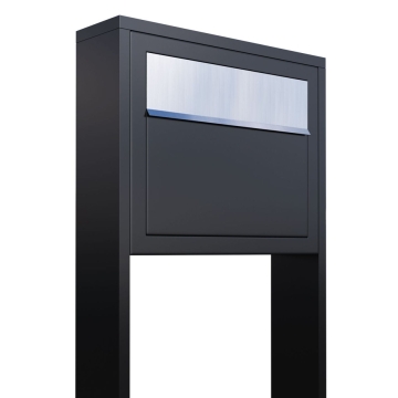 Standbriefkasten Elegance Schwarz mit Edelstahlklappe
