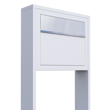 Standbriefkasten Elegance Weiß mit Edelstahlklappe