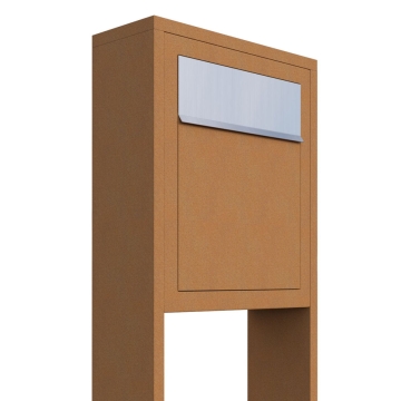 Standbriefkasten Base Rost mit Edelstahlklappe
