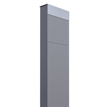 Standbriefkasten The Box Grau Metallic mit Edelstahlklappe