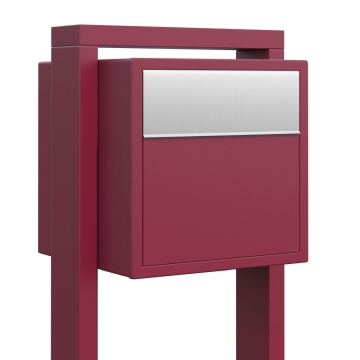 Standbriefkasten Soprano Rot mit Edelstahlklappe