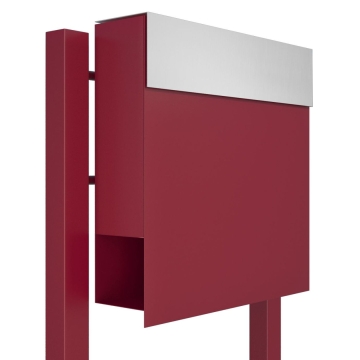 Standbriefkasten Manhattan Rot mit Edelstahlklappe