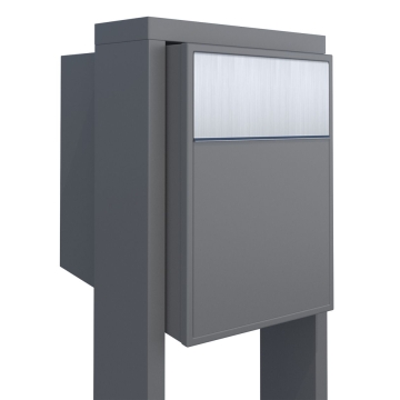 Standbriefkasten Big Flag Grau Metallic mit Edelstahlklappe