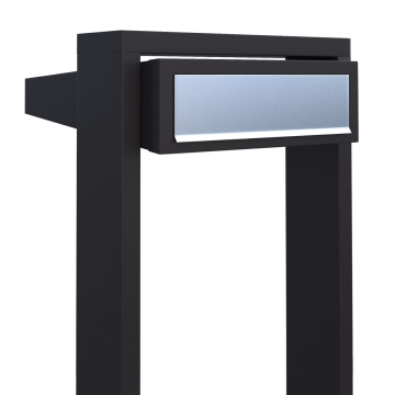 Standbriefkasten Stairs Schwarz mit Edelstahlklappe
