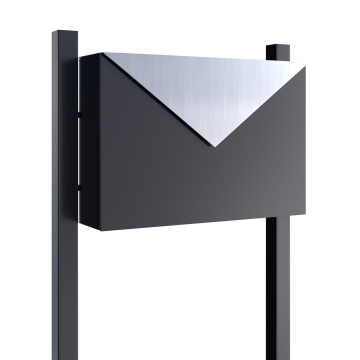 Standbriefkasten Letter Schwarz mit Edelstahlklappe