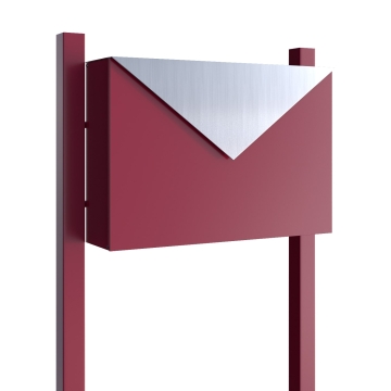 Standbriefkasten Letter Rot mit Edelstahlklappe