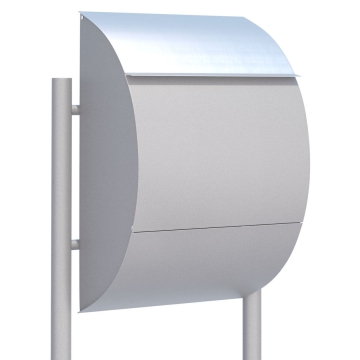 Standbriefkasten Jumbo Grau Metallic mit Edelstahlklappe
