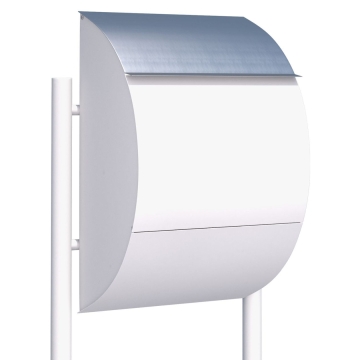 Standbriefkasten Jumbo Weiß mit Edelstahlklappe