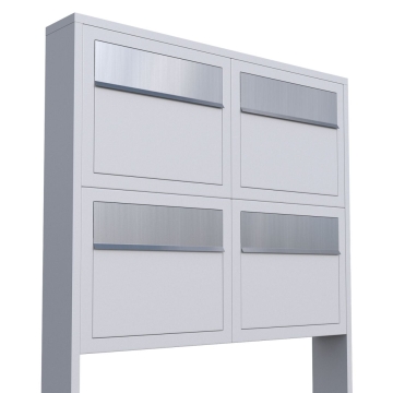 Briefkastenanlage Elegance for Four Weiß mit Edelstahlklappe