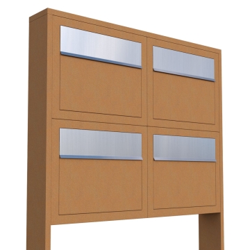 Briefkastenanlage Elegance for Four Rost mit Edelstahlklappe