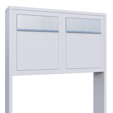 Briefkastenanlage Base for Two Weiß mit Edelstahlklappe