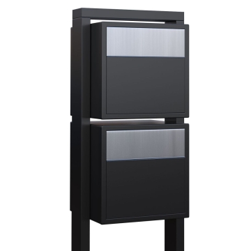 Briefkastenanlage Soprano for Two Schwarz mit Edelstahlklappe