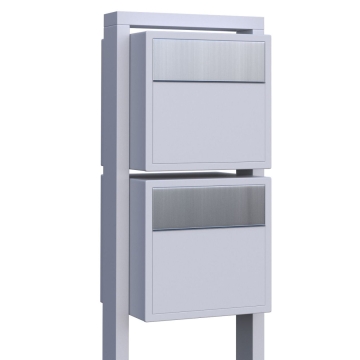Briefkastenanlage Soprano for Two Weiß mit Edelstahlklappe