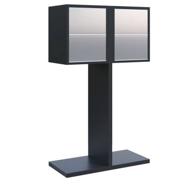 Briefkastenanlage Hermes Double for Four Schwarz mit Edelstahlklappe