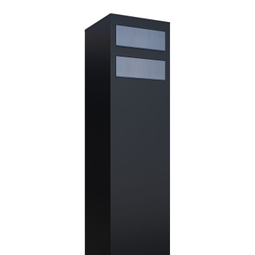 Briefkastenanlage Monolith for Two Schwarz mit Edelstahlklappe