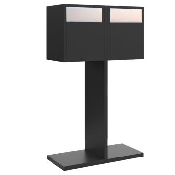Briefkastenanlage Hermes Double for Two Schwarz mit Edelstahlklappe