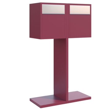Briefkastenanlage Hermes Double for Two Rot mit Edelstahlklappe