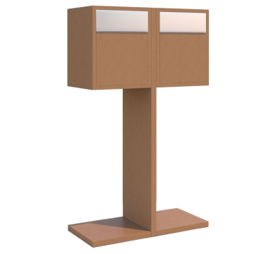 Briefkastenanlage Hermes Double for Two Rost mit Edelstahlklappe