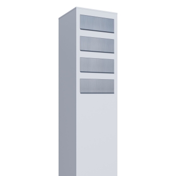 Briefkastenanlage Monolith for Four Weiß mit Edelstahlklappe