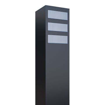 Briefkastenanlage Monolith for Three Schwarz mit Edelstahlklappe