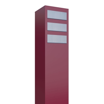 Briefkastenanlage Monolith for Three Rot mit Edelstahlklappe
